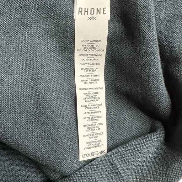 RHONE Navy Blue Compass Knit Tee Deep Sea Blue Men's Size Large NWT Career Basic - Picture 8 of 10